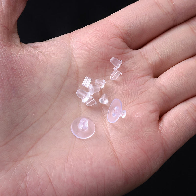 100-500 pçs transparente macio borracha de silicone brinco volta orelha rolha fecho para fazer brinco diy jóias descobertas atacado