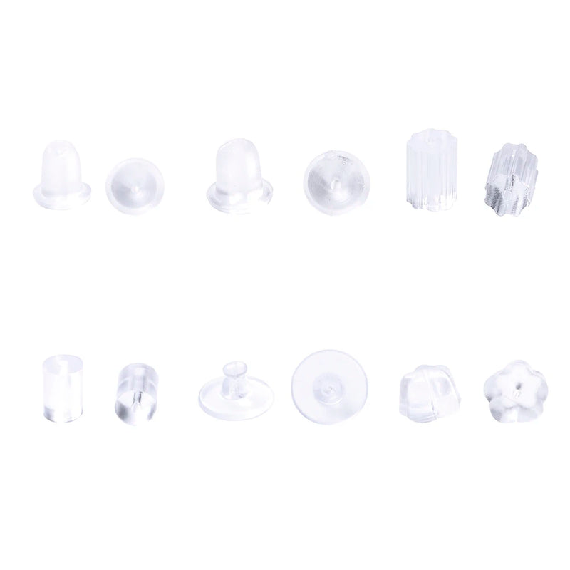 100-500 pçs transparente macio borracha de silicone brinco volta orelha rolha fecho para fazer brinco diy jóias descobertas atacado