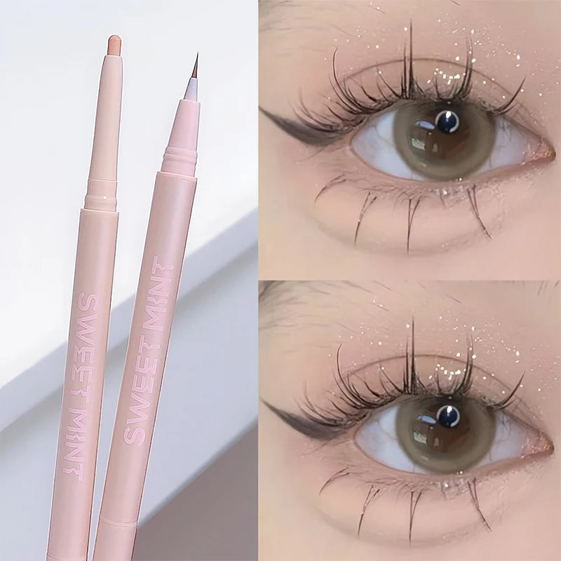 Multifuncional Double Ended Deitado Silkworm Lápis, Highlighter Maquiagem Pen, Nude Líquido, Contour Liner, Eye Brightener, Make Up Stick