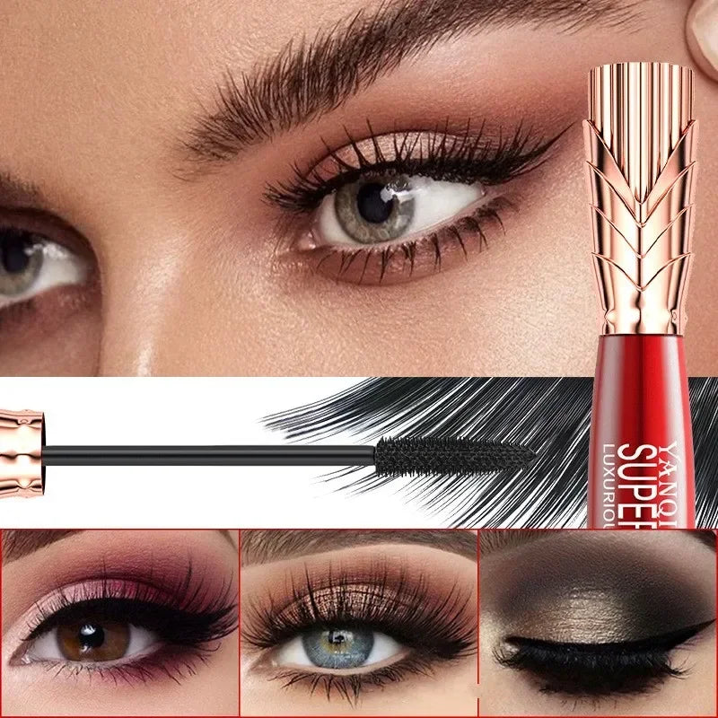 Impermeável cílios extensão rímel, alonga fibra de seda preta, maquiagem feminina, cosméticos, 5D