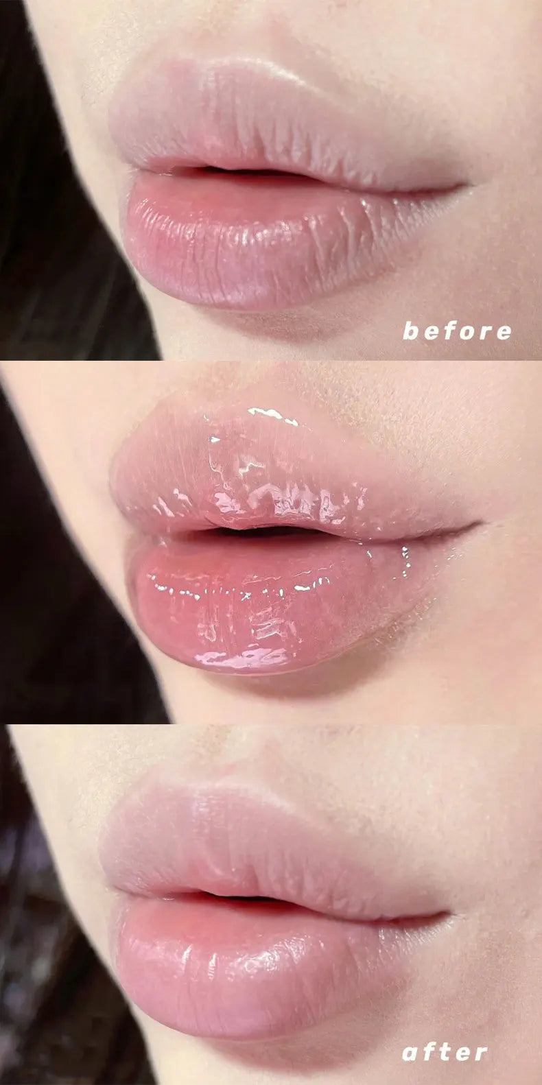 O leite em forma de borboleta pode um protetor labial hidrata e hidrata a superfície do espelho, com lábios cintilantes e pouty