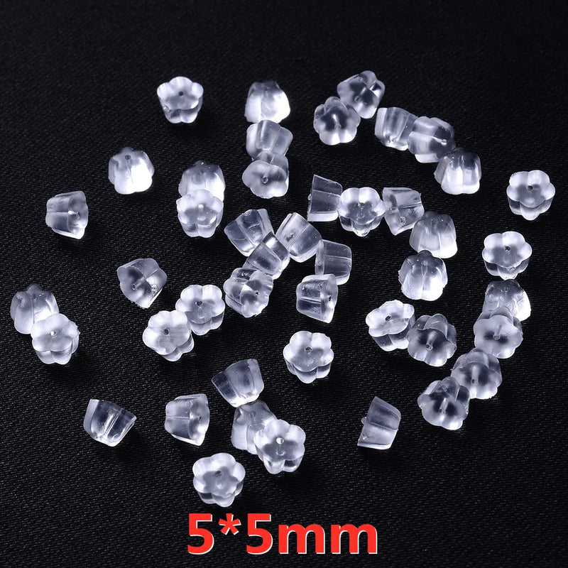 100-500 pçs transparente macio borracha de silicone brinco volta orelha rolha fecho para fazer brinco diy jóias descobertas atacado