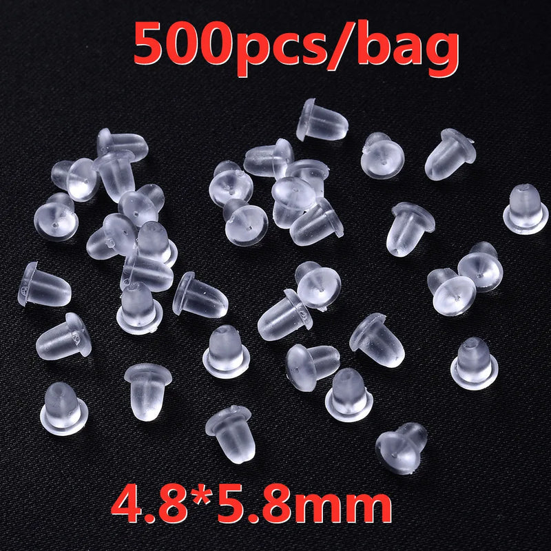 100-500 pçs transparente macio borracha de silicone brinco volta orelha rolha fecho para fazer brinco diy jóias descobertas atacado