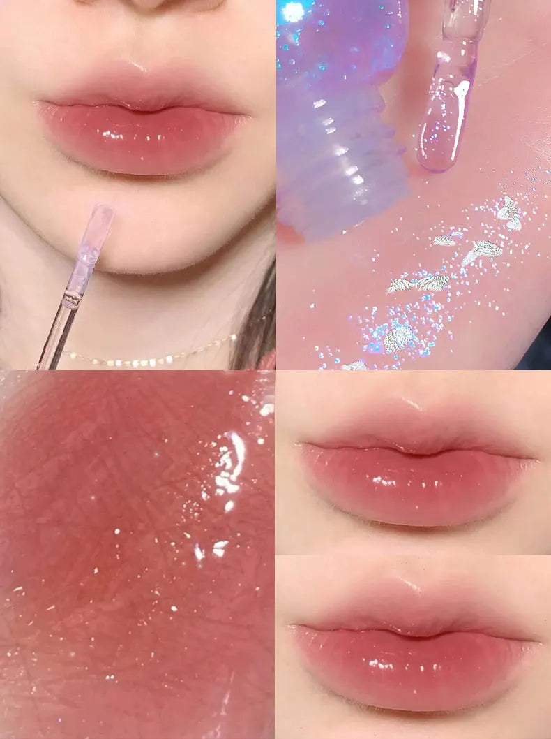 O leite em forma de borboleta pode um protetor labial hidrata e hidrata a superfície do espelho, com lábios cintilantes e pouty