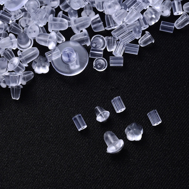 100-500 pçs transparente macio borracha de silicone brinco volta orelha rolha fecho para fazer brinco diy jóias descobertas atacado
