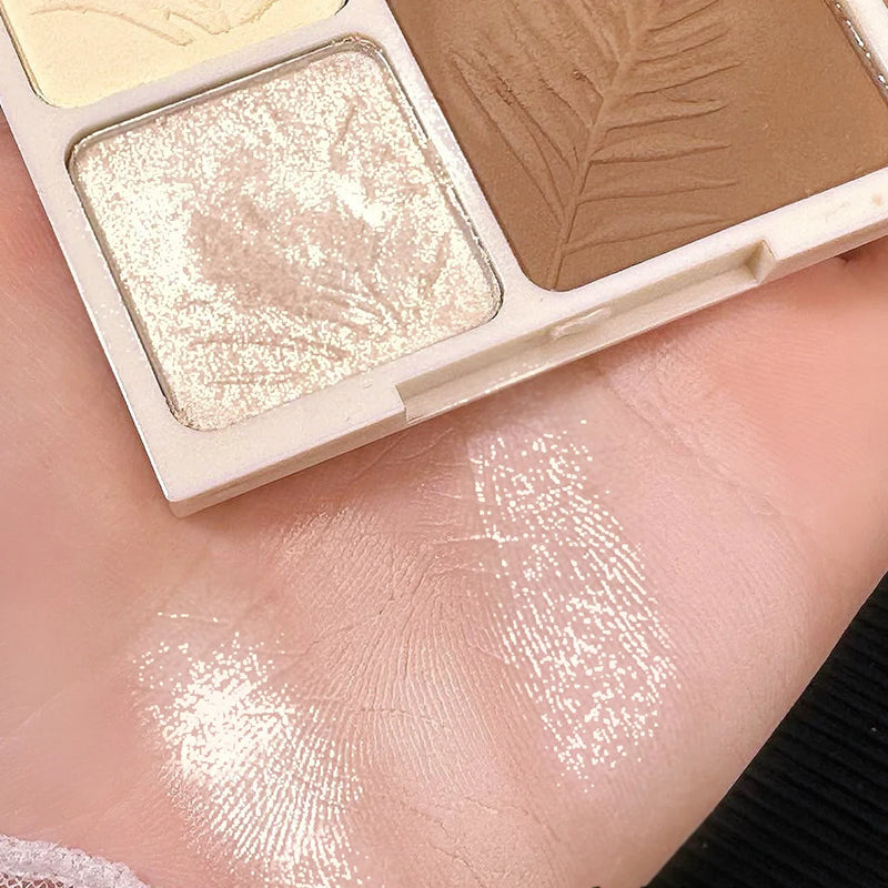 Destaque reparação fosco brilho fino abrangente paleta de quatro cores silhueta nariz sombra paletas de maquiagem rosto brilho