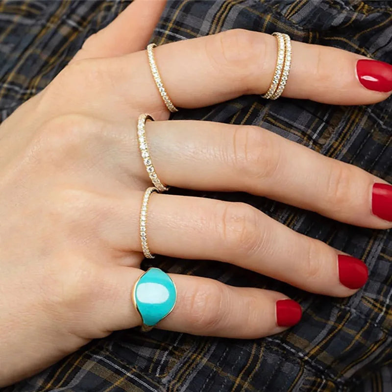 Pequeno delicado micro pave zircon anéis para as mulheres na moda chique cristal namoro diário anel de dedo feminino moda jóias presentes r133