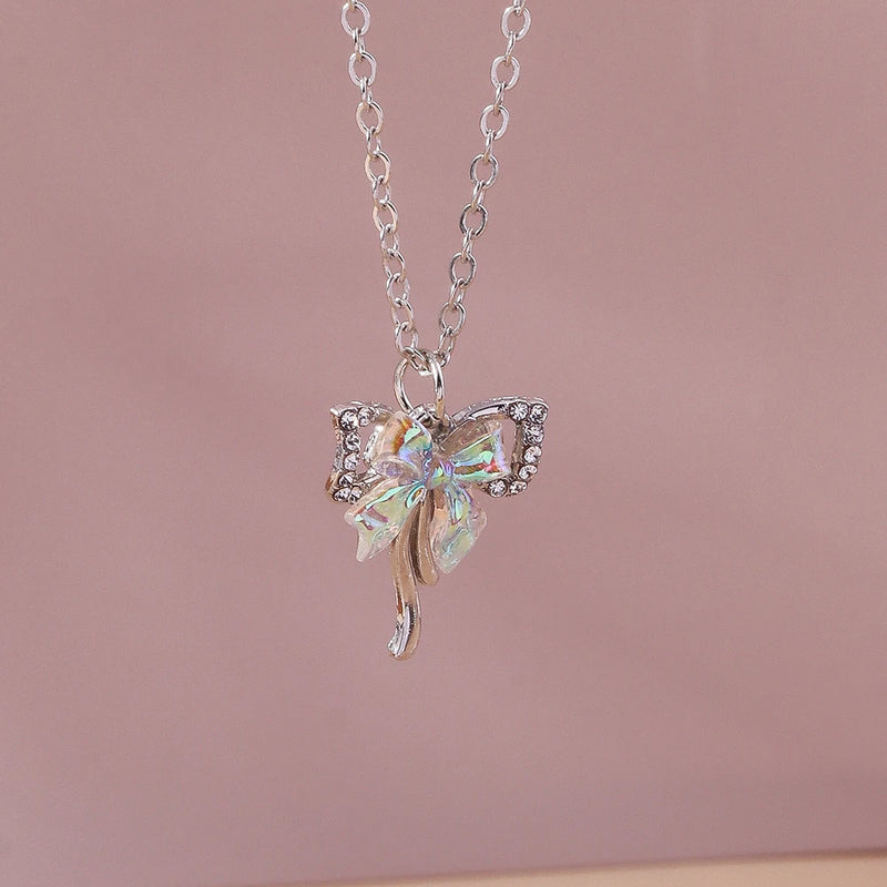 Y2k cristal borboleta coração colar moda kpop brilhante clavícula corrente colares para mulheres meninas nova tendência presentes de festa jóias