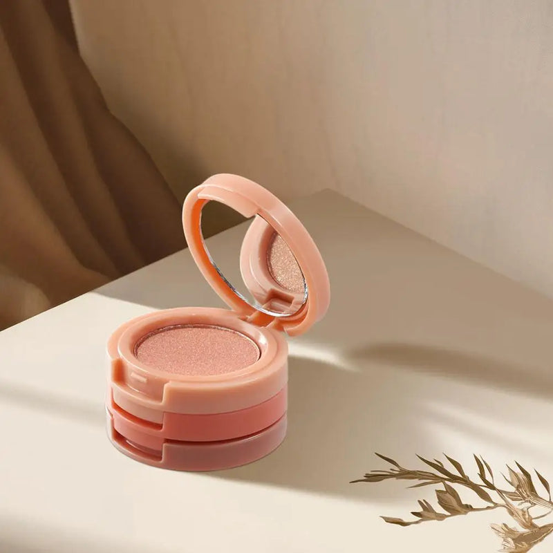 3 em 1 fosco iluminador blush paleta perolado blush brilhante sombra multifuncional rosto maquiagem paleta cosméticos femininos quente