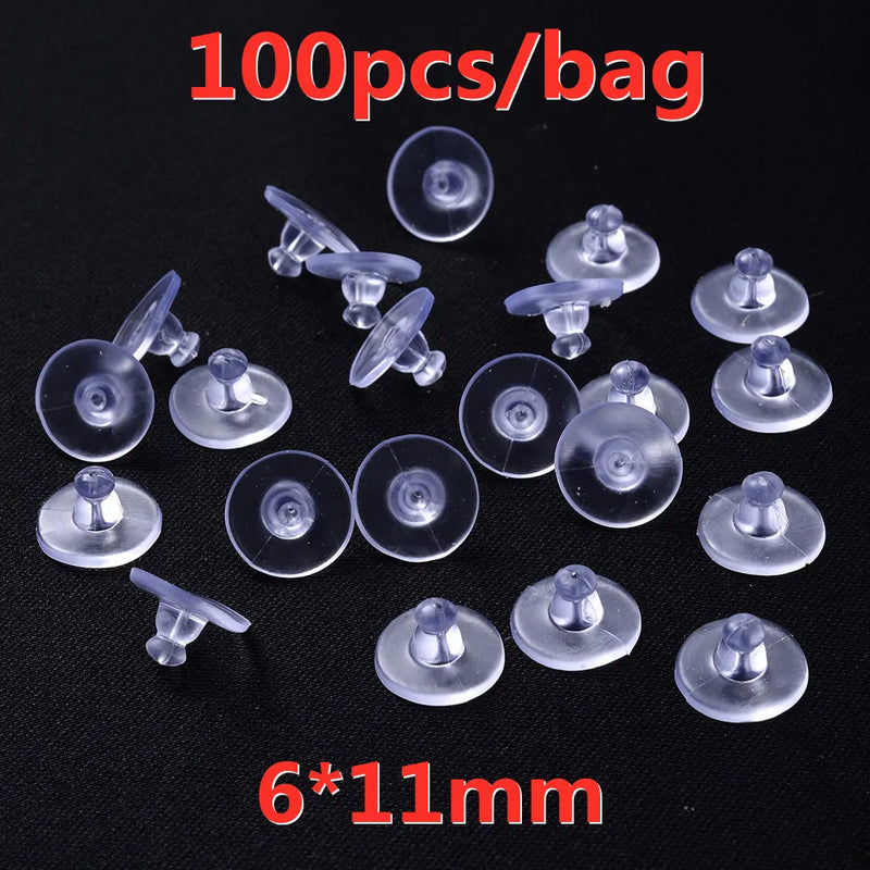 100-500 pçs transparente macio borracha de silicone brinco volta orelha rolha fecho para fazer brinco diy jóias descobertas atacado