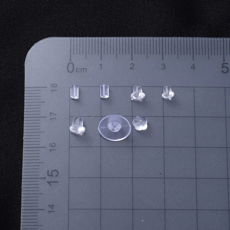 100-500 pçs transparente macio borracha de silicone brinco volta orelha rolha fecho para fazer brinco diy jóias descobertas atacado