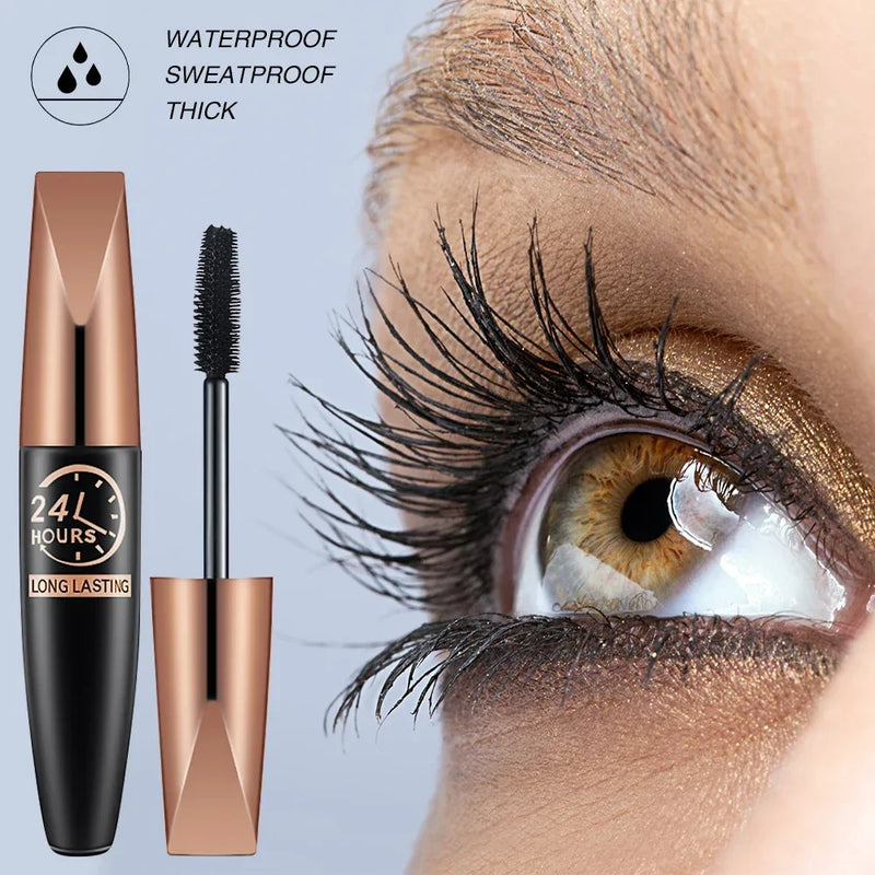 Impermeável cílios extensão rímel, alonga fibra de seda preta, maquiagem feminina, cosméticos, 5D