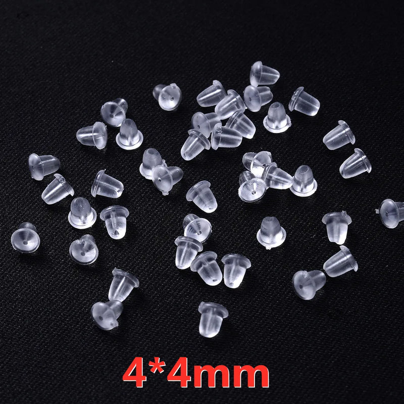 100-500 pçs transparente macio borracha de silicone brinco volta orelha rolha fecho para fazer brinco diy jóias descobertas atacado