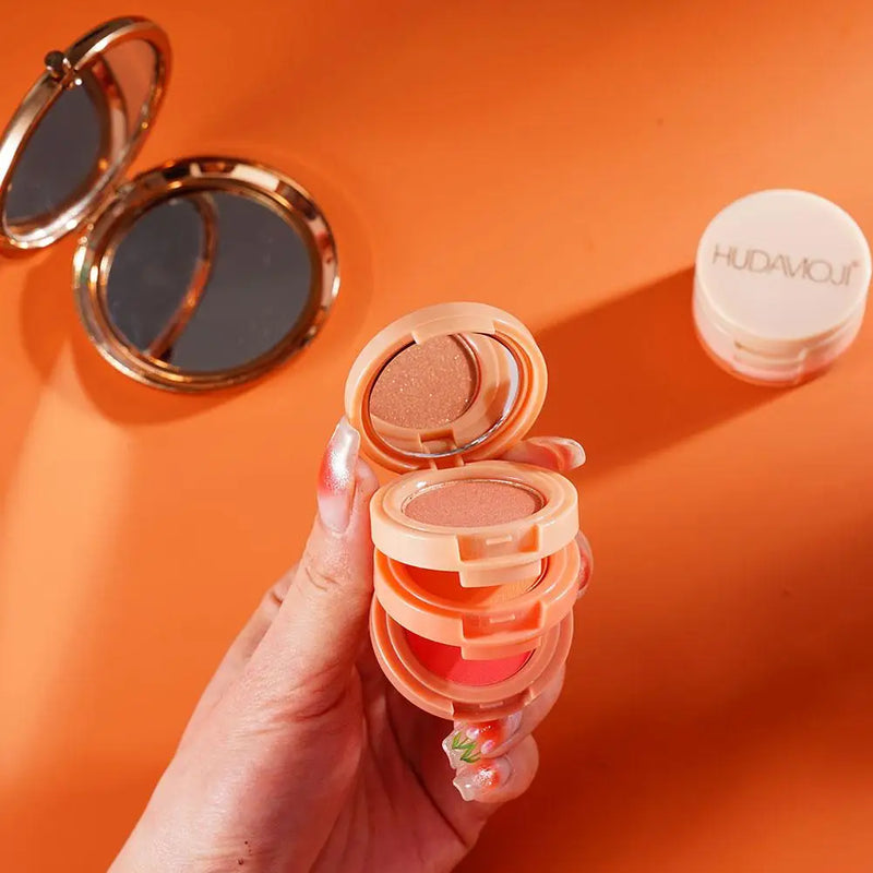 3 em 1 fosco iluminador blush paleta perolado blush brilhante sombra multifuncional rosto maquiagem paleta cosméticos femininos quente