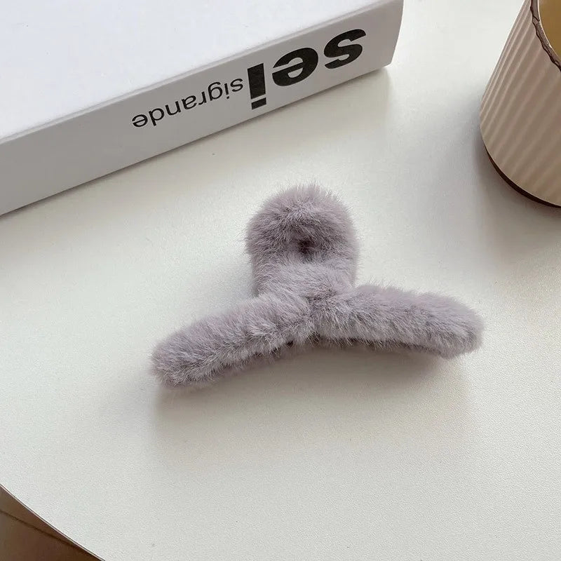 Grampos de garra de cabelo de caranguejo grande de pele sintética de pelúcia macia mulheres meninas inverno rabo de cavalo titular presilhas de cabelo grampos acessórios de cabelo barato
