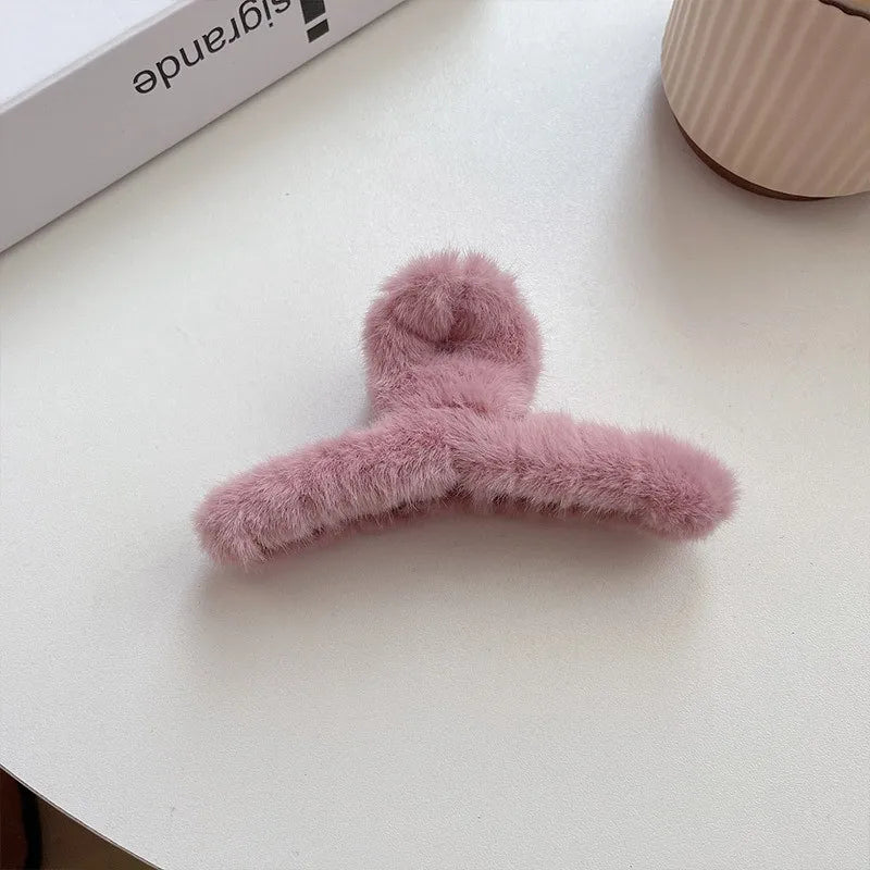 Grampos de garra de cabelo de caranguejo grande de pele sintética de pelúcia macia mulheres meninas inverno rabo de cavalo titular presilhas de cabelo grampos acessórios de cabelo barato