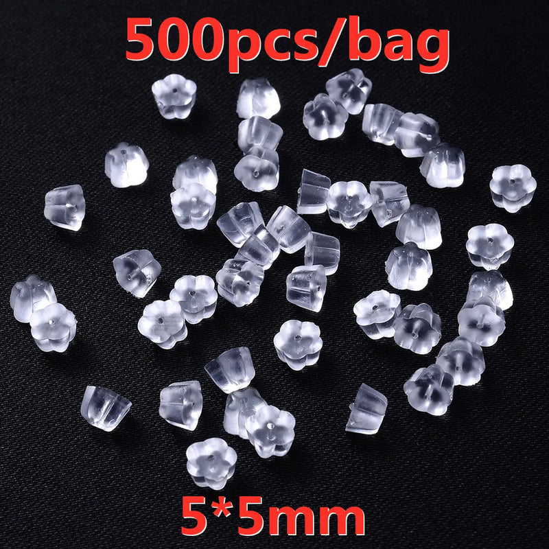 100-500 pçs transparente macio borracha de silicone brinco volta orelha rolha fecho para fazer brinco diy jóias descobertas atacado