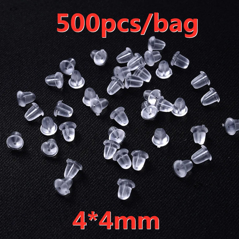 100-500 pçs transparente macio borracha de silicone brinco volta orelha rolha fecho para fazer brinco diy jóias descobertas atacado